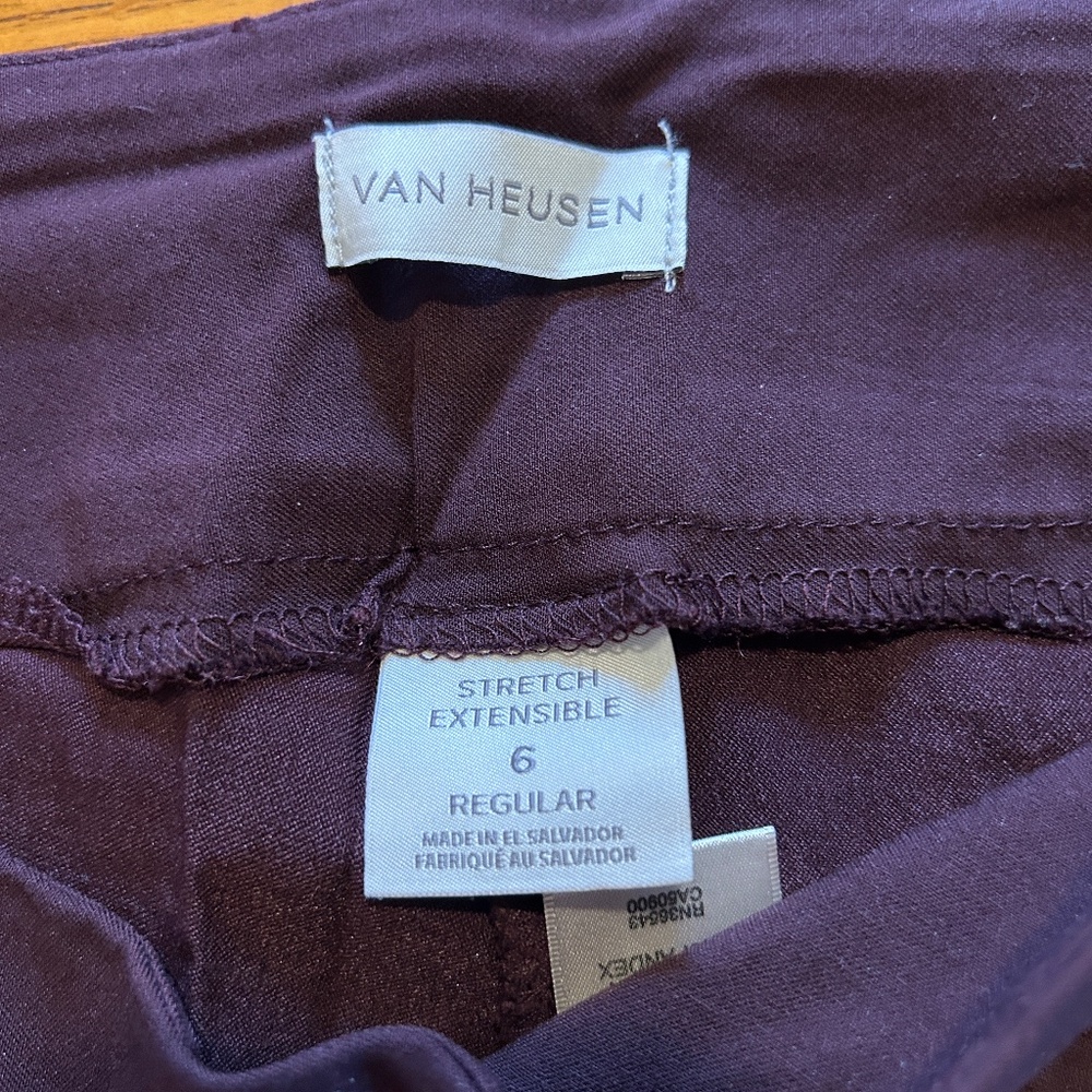 Van Heusen Burgundy Stretch Pull-On Dress Pants Size 6 Regular